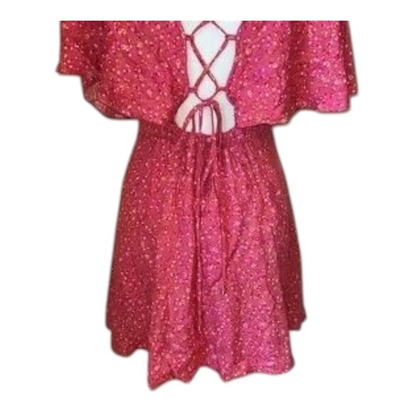 NWT Free People Pink Lace Back Ruffled Sleeve Smock Style Mini Dress Small - Picture 14 of 14